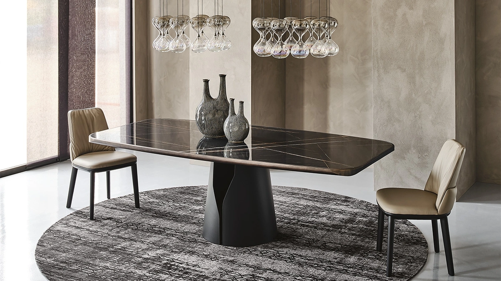 Tavolo in ceramica con base rotonda in acciaio Giano Keramic Premium di Cattelan Italia