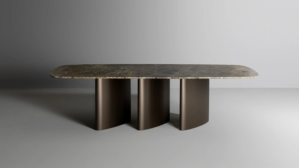 Tavolo Louver con top in marmo di Bonaldo