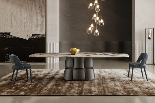 Tavolo Palazzo con top in marmo e base in poliuretano di Bonaldo