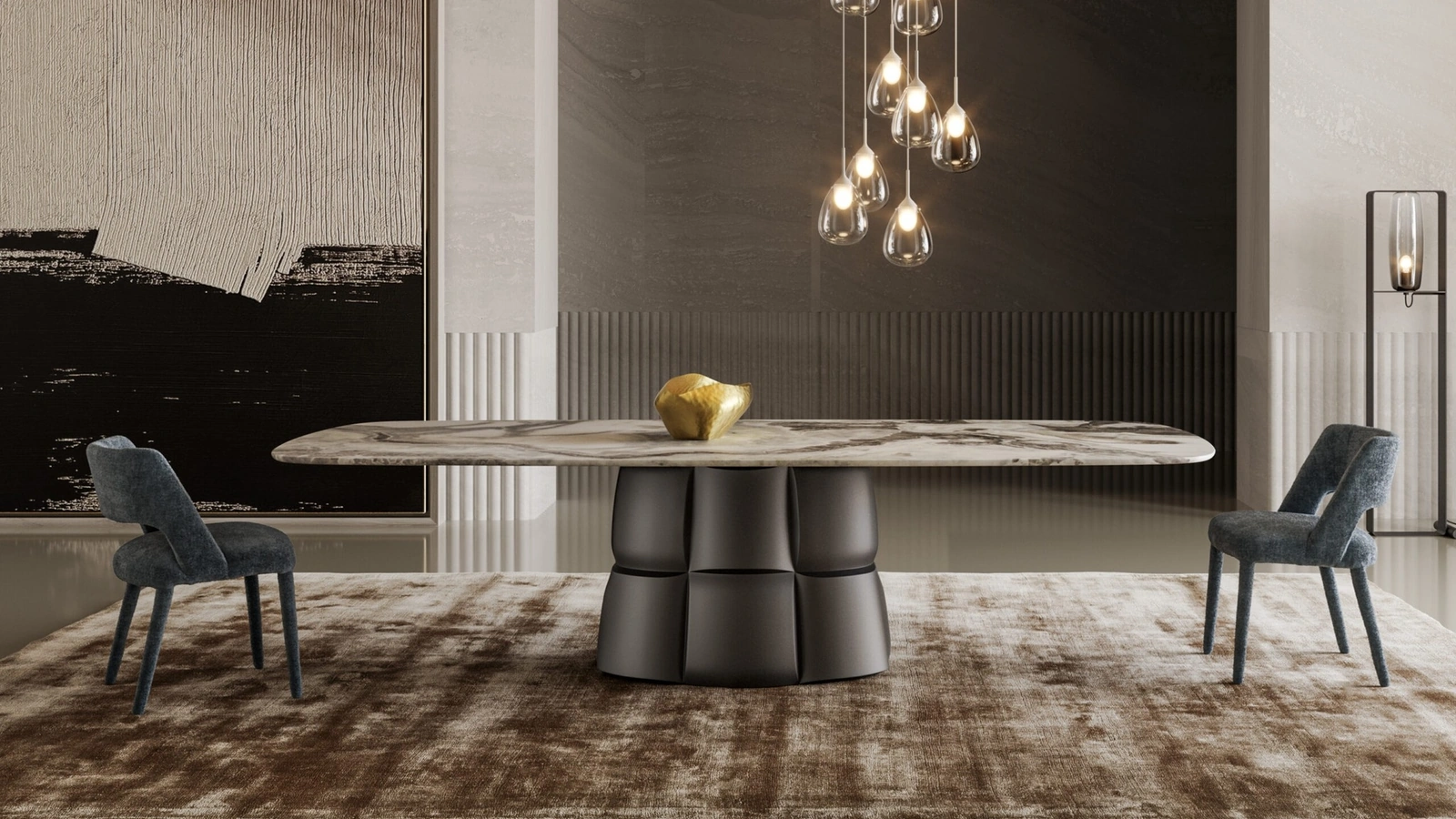 Tavolo Palazzo con top in marmo e base in poliuretano di Bonaldo