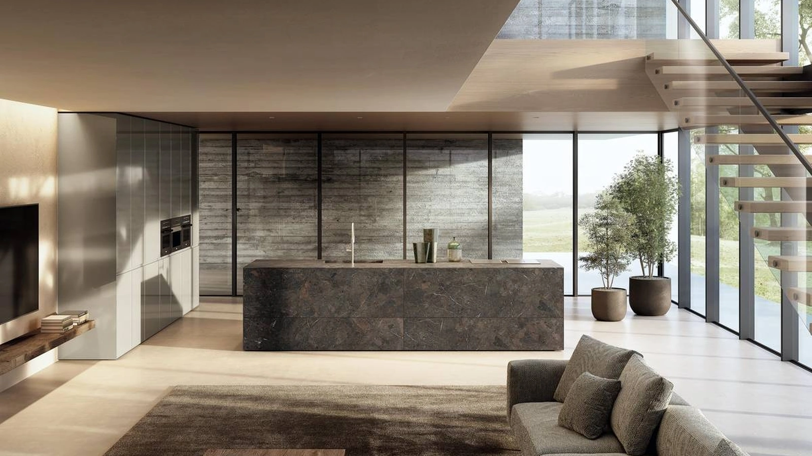 Cucina Design con isola 36e8 Cut Project 2822 di Lago