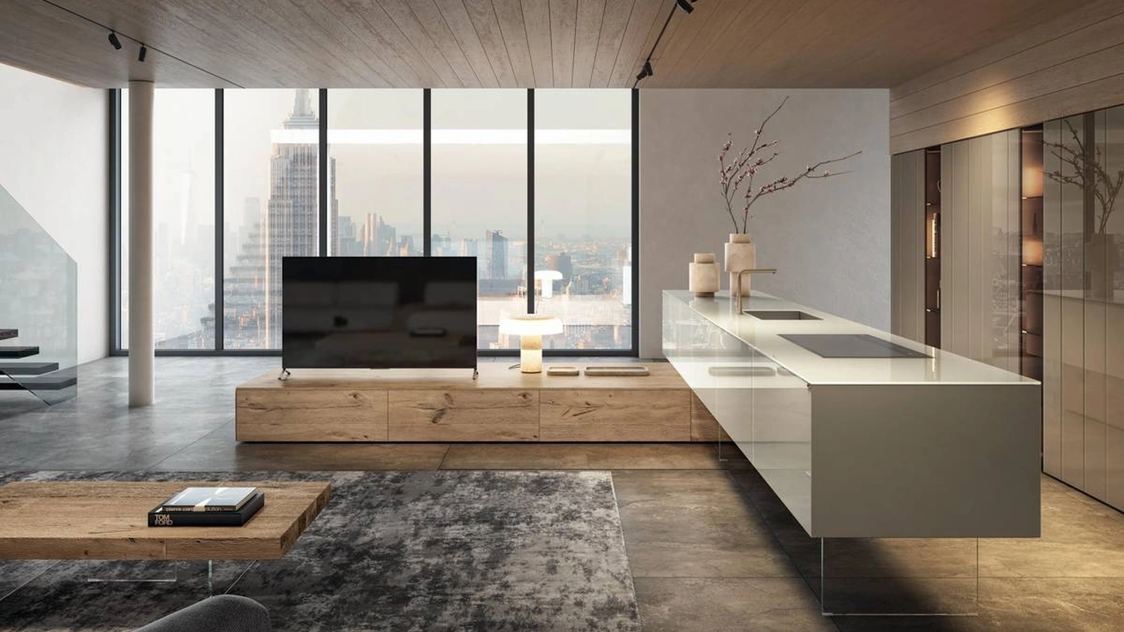 Cucina Design con isola 36e8 Cut Project 2823 di Lago