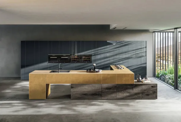 Cucina Design 36e8 Project 1086 in vetro e legno di Lago