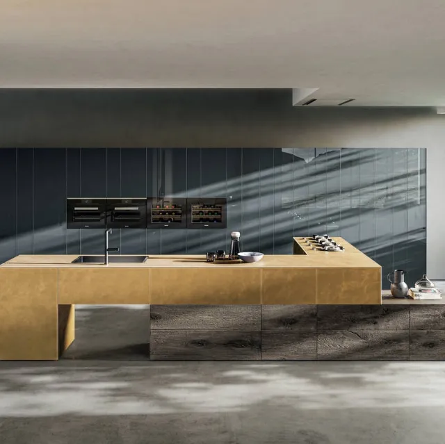 Cucina Design 36e8 Project 1086 in vetro e legno di Lago