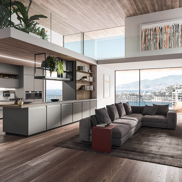 Cucina Design con penisola in laccato Grigio Londra Ak 07 05 di Arrital