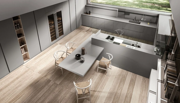 Cucina Design in Fenix Grigio con penisola Ak 04 01 di Arrital