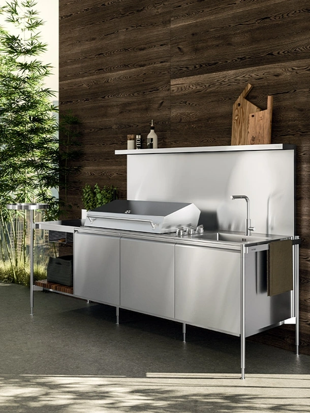 Cucina Design outdoor Solaria Lineare Monoblocco di Arrital