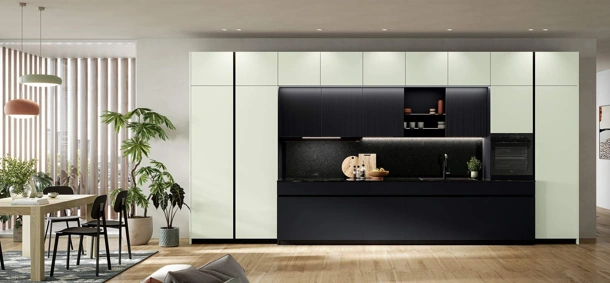 Cucina Moderna lineare Altea Composizione 05 in vetro lucido di Prima Cucine