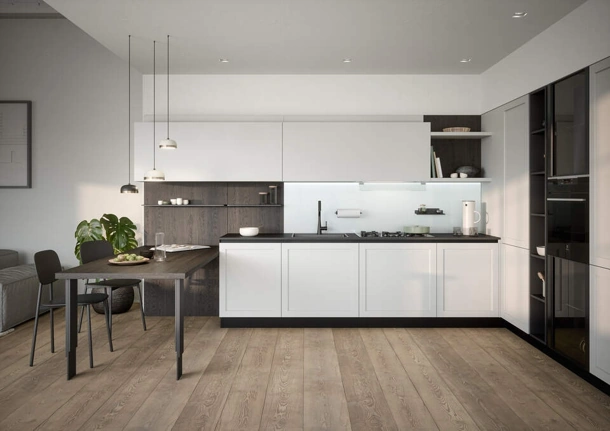 Cucina Moderna angolare con penisola Clio Composizione 02 di Prima Cucine