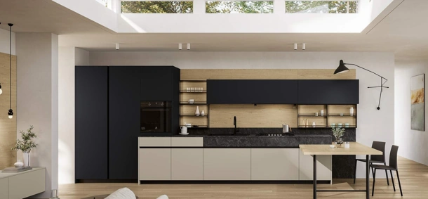 Cucina Moderna lineare Domino Composizione 03 in Pet di Prima Cucine