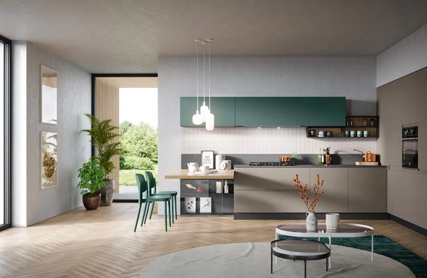 Cucina Moderna angolare con penisola Fly Composizione 03 di Prima Cucine
