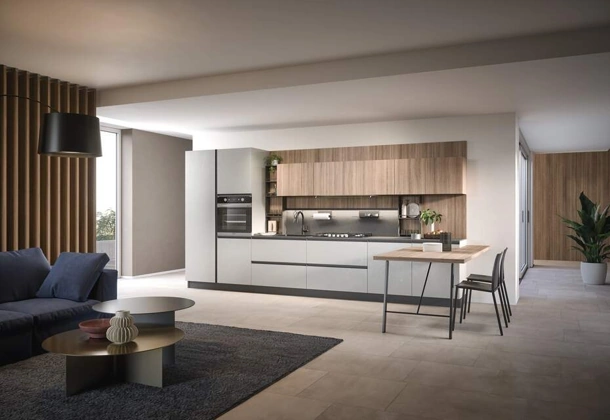 Cucina Moderna lineare con penisola Hera Composizione 01 di Prima Cucine