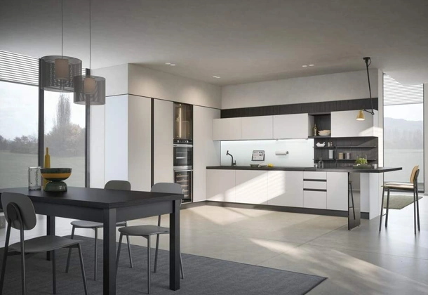 Cucina Moderna ad angolo con penisola Hera Composizione 02 di Prima Cucine