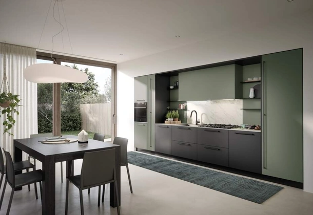 Cucina Moderna lineare laccata opaca Luce Composizione 02 di Prima Cucine