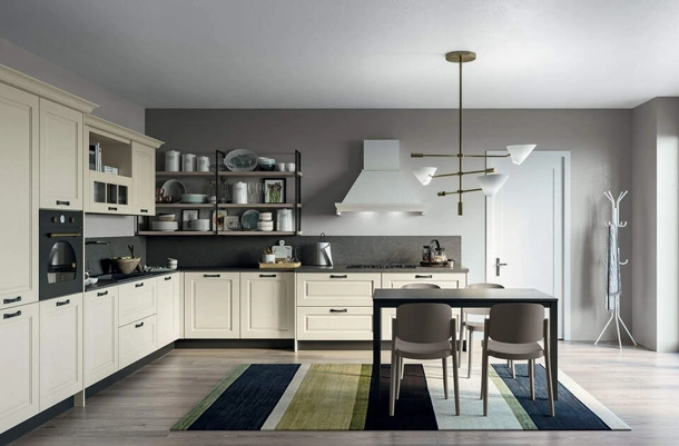 Cucina Moderna angolare Maya Composizione 04 in legno laccato di Prima Cucine