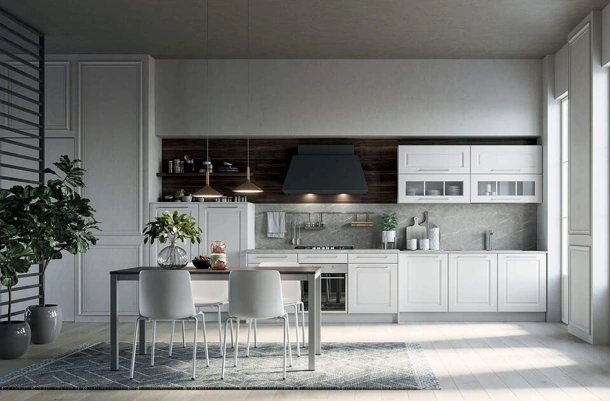 Cucina Moderna lineare Maya Composizione 05 in legno laccato di Prima Cucine