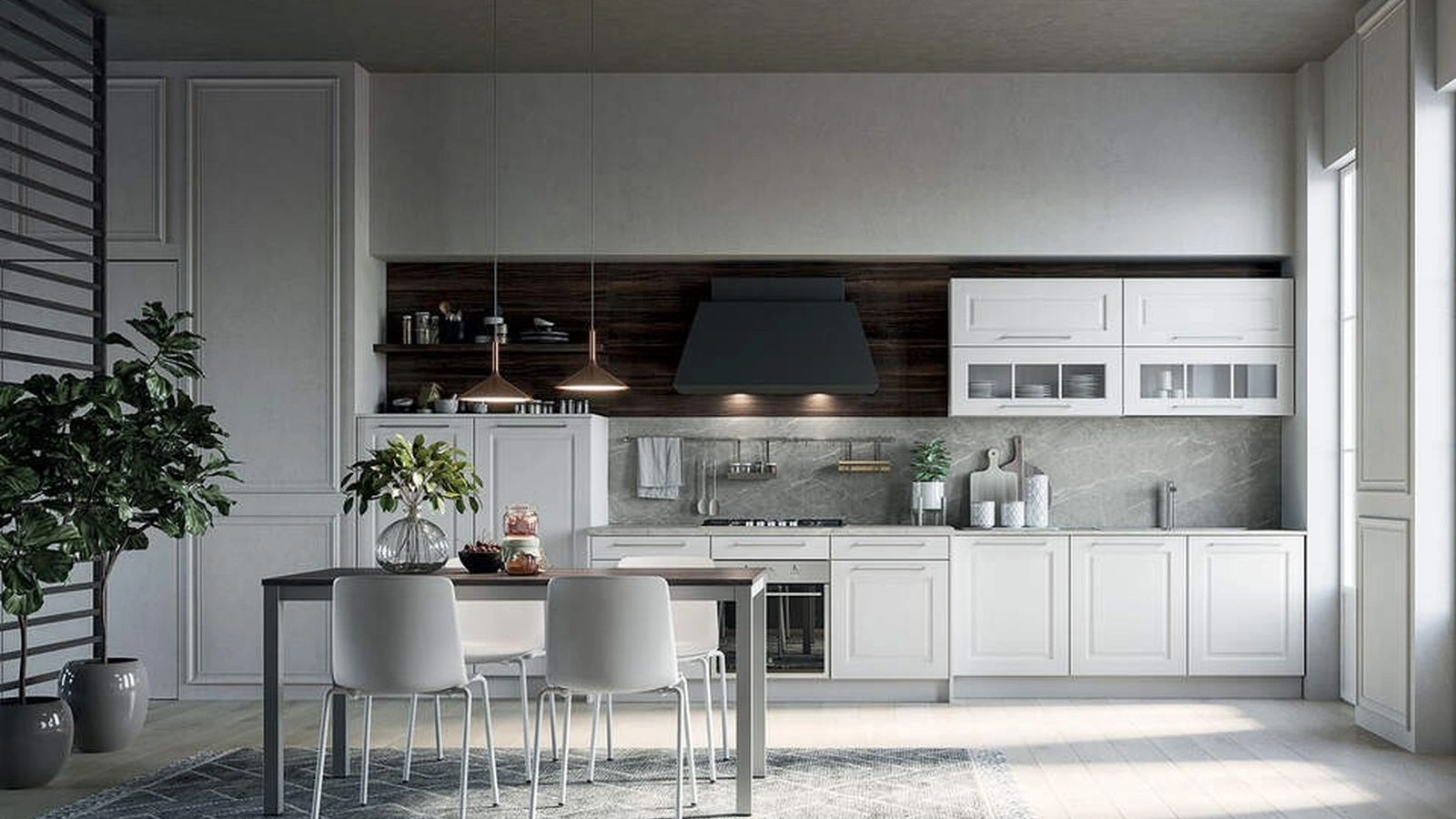 Cucina Moderna lineare Maya Composizione 05 in legno laccato di Prima Cucine