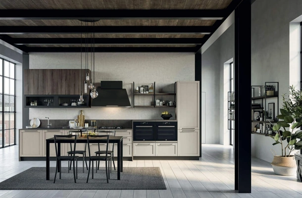 Cucina Moderna lineare Noah Composizione 04 in legno laccato di Prima Cucine