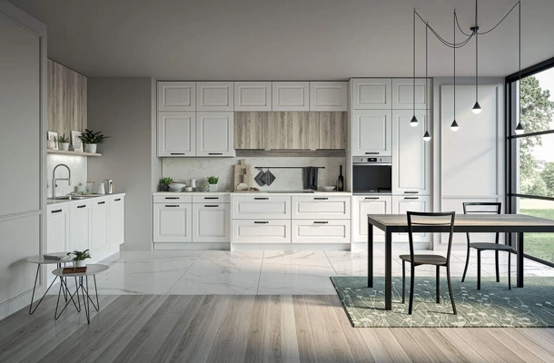 Cucina Moderna ad angolo Maya Composizione 01 in legno laccato di Prima Cucine