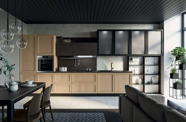 Cucina Moderna lineare Noah Composizione 03 in legno di Prima Cucine