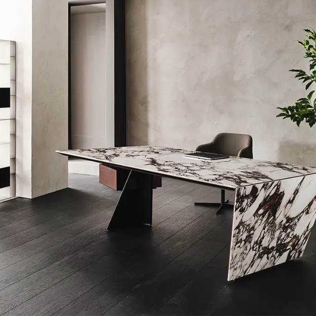 Scrivania direzionale in ceramica Nasdaq Keramik di Cattelan Italia
